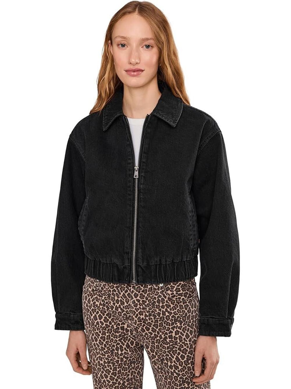 Levi's Women's Laydown Collar Bomber Jacket in Black Wash - S